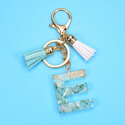 2 PCS Gold Foil English Letter Tassel Keychain Bag Decoration Pendant(E) - Key Rings by buy2fix | Online Shopping UK | buy2fix