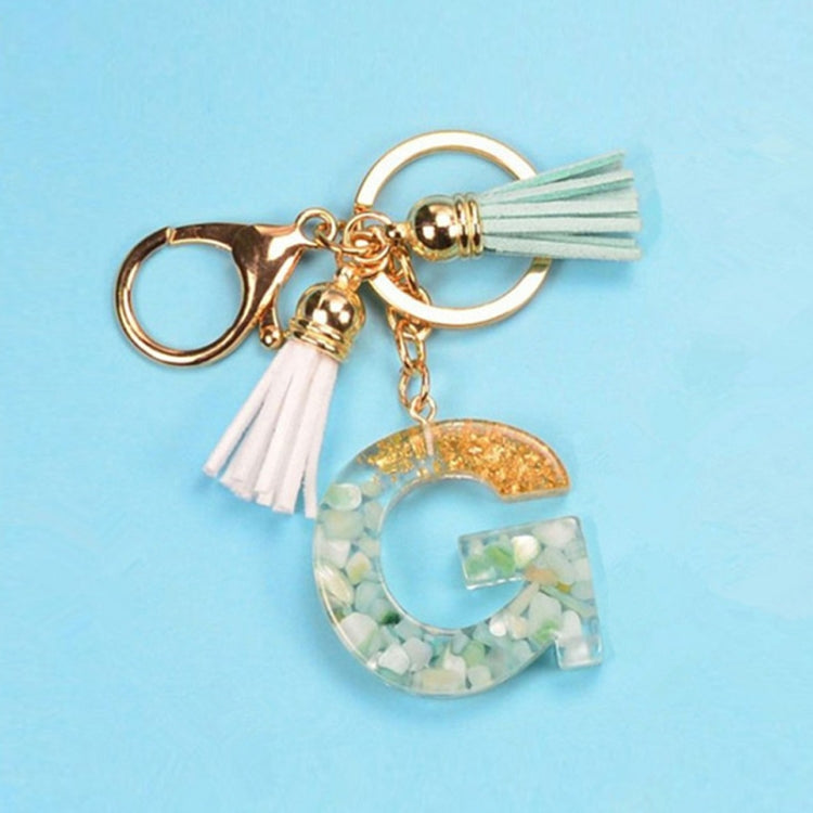 2 PCS Gold Foil English Letter Tassel Keychain Bag Decoration Pendant(G) - Key Rings by buy2fix | Online Shopping UK | buy2fix