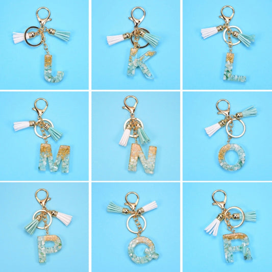 2 PCS Gold Foil English Letter Tassel Keychain Bag Decoration Pendant(K) - Key Rings by buy2fix | Online Shopping UK | buy2fix