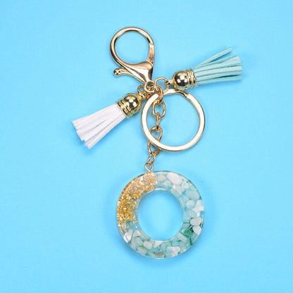 2 PCS Gold Foil English Letter Tassel Keychain Bag Decoration Pendant(O) - Key Rings by buy2fix | Online Shopping UK | buy2fix