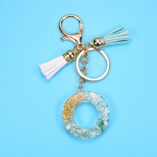 2 PCS Gold Foil English Letter Tassel Keychain Bag Decoration Pendant(O) - Key Rings by buy2fix | Online Shopping UK | buy2fix