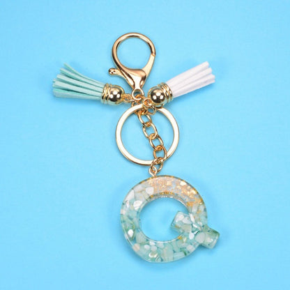 2 PCS Gold Foil English Letter Tassel Keychain Bag Decoration Pendant(Q) - Key Rings by buy2fix | Online Shopping UK | buy2fix
