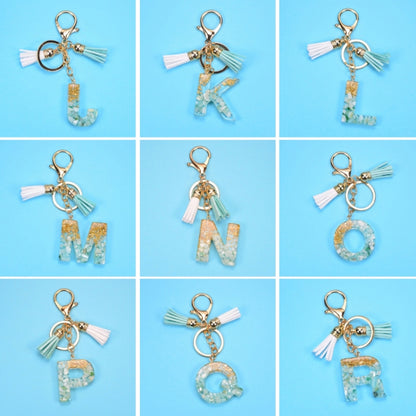 2 PCS Gold Foil English Letter Tassel Keychain Bag Decoration Pendant(R) - Key Rings by buy2fix | Online Shopping UK | buy2fix