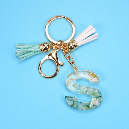 2 PCS Gold Foil English Letter Tassel Keychain Bag Decoration Pendant(S) - Key Rings by buy2fix | Online Shopping UK | buy2fix