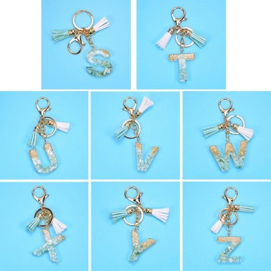 2 PCS Gold Foil English Letter Tassel Keychain Bag Decoration Pendant(S) - Key Rings by buy2fix | Online Shopping UK | buy2fix