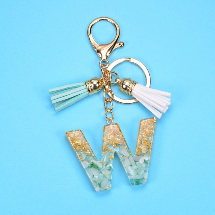 2 PCS Gold Foil English Letter Tassel Keychain Bag Decoration Pendant(W) - Key Rings by buy2fix | Online Shopping UK | buy2fix