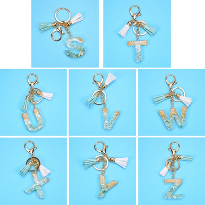 2 PCS Gold Foil English Letter Tassel Keychain Bag Decoration Pendant(W) - Key Rings by buy2fix | Online Shopping UK | buy2fix