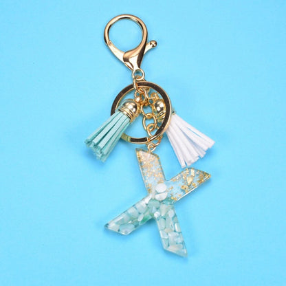 2 PCS Gold Foil English Letter Tassel Keychain Bag Decoration Pendant(X) - Key Rings by buy2fix | Online Shopping UK | buy2fix