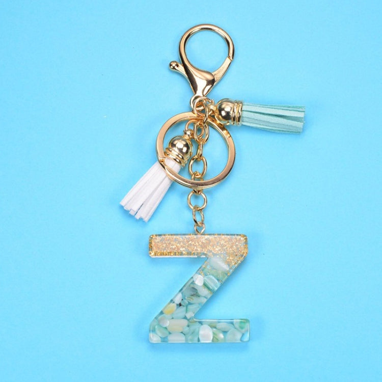 2 PCS Gold Foil English Letter Tassel Keychain Bag Decoration Pendant(Z) - Key Rings by buy2fix | Online Shopping UK | buy2fix