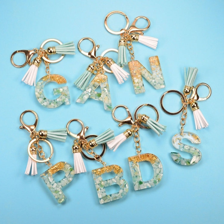 2 PCS Gold Foil English Letter Tassel Keychain Bag Decoration Pendant(Z) - Key Rings by buy2fix | Online Shopping UK | buy2fix
