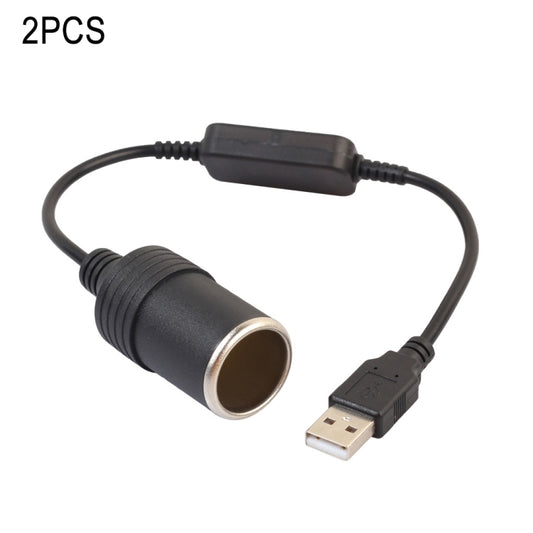 2 PCS Car USB to Cigarette Lighter Socket 5V to 12V Boost Power Adapter Cable, Model: 60cm - Cigar Socket by buy2fix | Online Shopping UK | buy2fix