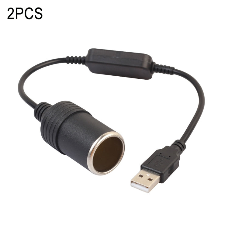 2 PCS Car USB to Cigarette Lighter Socket 5V to 12V Boost Power Adapter Cable, Model: 1.2m - Cigar Socket by buy2fix | Online Shopping UK | buy2fix
