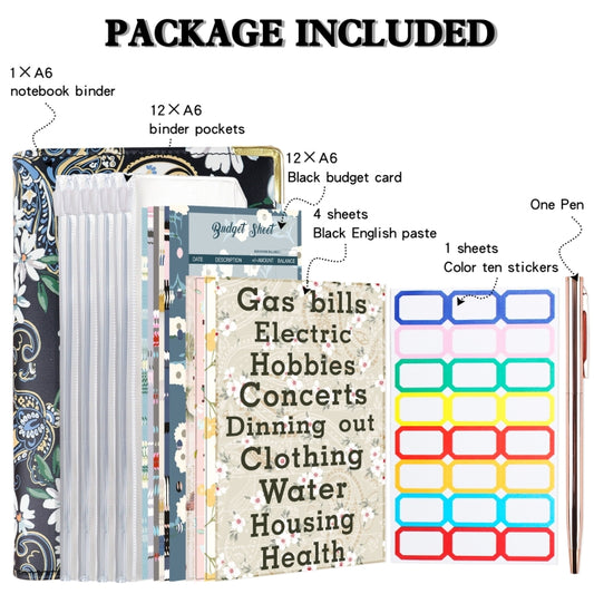 A6 PU Leather Color Printing Notebook Zipper Bag Loose-leaf Budget Binder(Phnom Penh Marbling) - Notebooks by buy2fix | Online Shopping UK | buy2fix