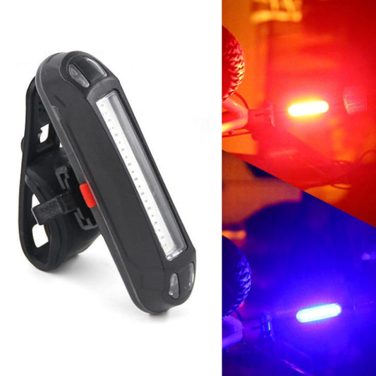 LED Rechargeable Bicycle Warning Strip Tail Light(OPP Red&Blue Light) by buy2fix