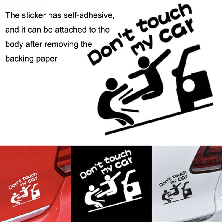 10PCS Reflective Funny Text Do Not Touch My Car Car Sticker(White) - Decorative Sticker by buy2fix | Online Shopping UK | buy2fix