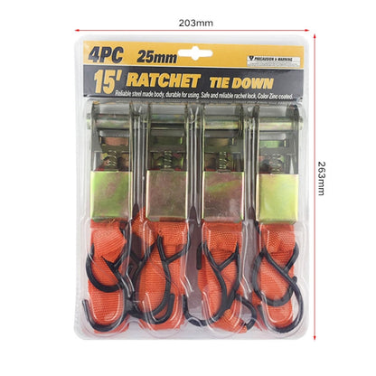 4PCS 15 Inch Tensioner Ratchet Strap Car Ratchet Thread Tensioner(Orange) - Towing Bars by buy2fix | Online Shopping UK | buy2fix