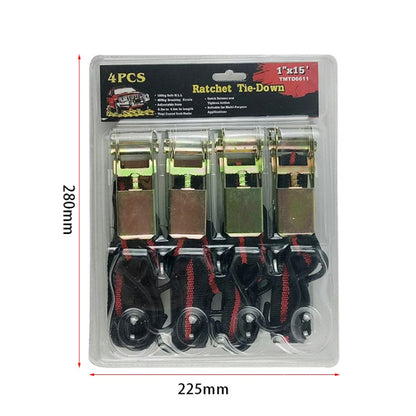4PCS 15 Inch Tensioner Ratchet Strap Car Ratchet Thread Tensioner(Black) - Towing Bars by buy2fix | Online Shopping UK | buy2fix