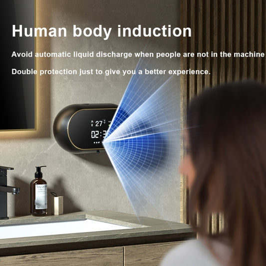 W2 Wall-mounted USB Charging  Automatic Foam Soap Dispenser With Time Temperature Display(Black) - Soap Dispenser by buy2fix | Online Shopping UK | buy2fix