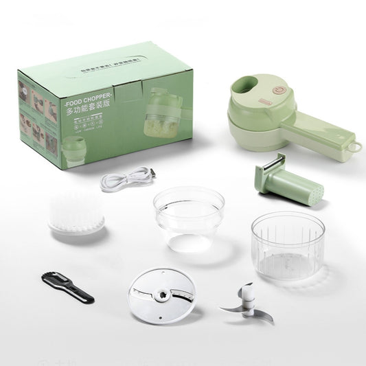 4 In 1 Handheld Electric Vegetable Cutter Set Garlic Mud Masher Garlic Chopper - Stirrer & Squeezer by buy2fix | Online Shopping UK | buy2fix