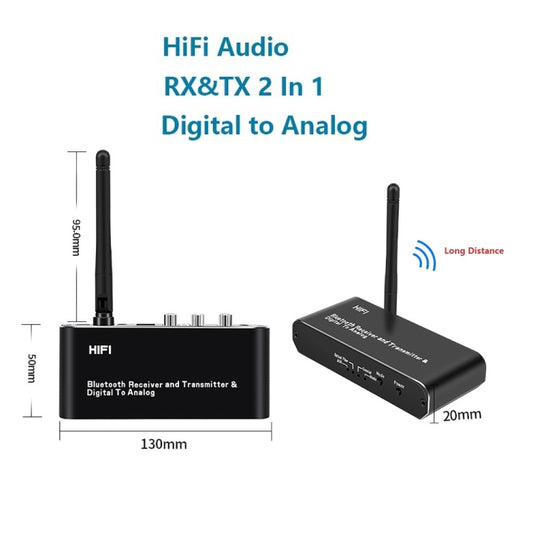 D09 2 In 1 AUX Wireless Bluetooth Receiver RCA Fiber Coaxial Bluetooth Transmitter - Audio Receiver Transmitter by buy2fix | Online Shopping UK | buy2fix