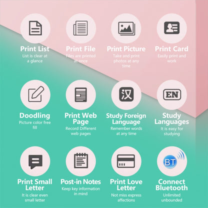 C19 200DPI Student Homework Printer Bluetooth Inkless Pocket Printer Blue Sticker x 5 by buy2fix