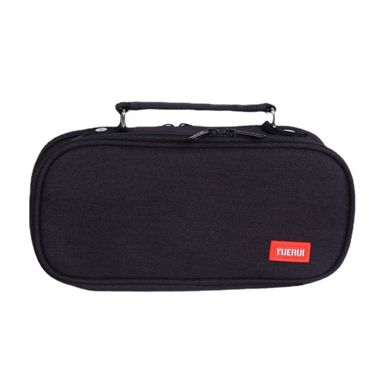Sac de papeterie Portable multicouche de grande capacité, sac à stylos en toile (noir)