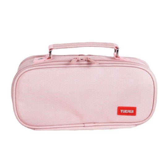 Large Capacity Multi-layer Portable Stationery Bag Canvas Pen Bag(Pink)