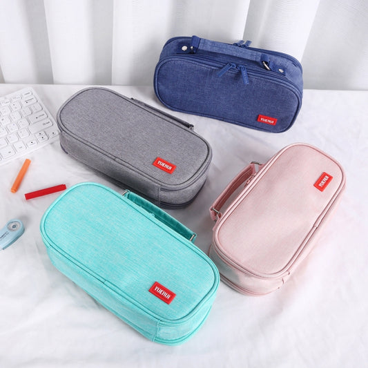 Large Capacity Multi-layer Portable Stationery Bag Canvas Pen Bag(Black) - Pen Holder by buy2fix | Online Shopping UK | buy2fix