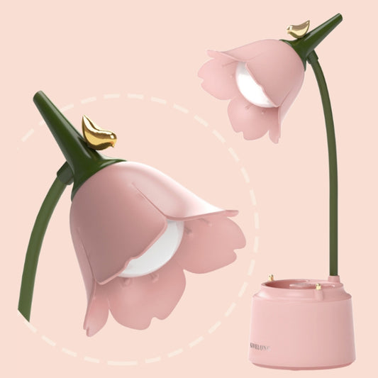 GIVELONG LED Foldable Desk Lamp Stylus Holder Night Light(Pink) - Desk Lamps by buy2fix | Online Shopping UK | buy2fix