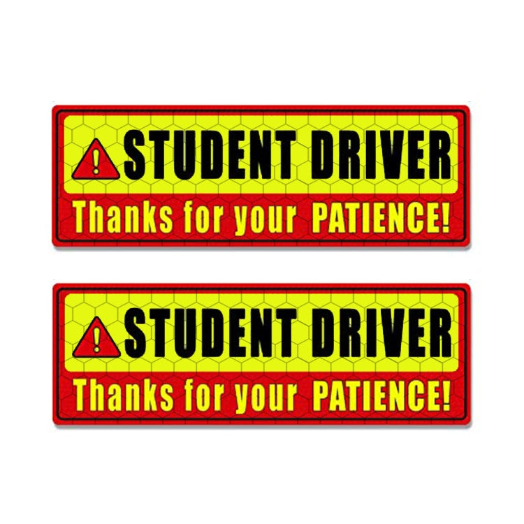 2 PCS STUDENT DRIVER Novice Car Sticker Magnetic Reflective Car Sticker 25 x 8 cm(Type A) - Warning Sticker by buy2fix | Online Shopping UK | buy2fix