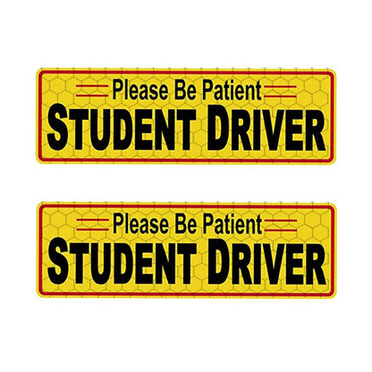 2 PCS STUDENT DRIVER Novice Car Sticker Magnetic Reflective Car Sticker 25 x 8 cm(Type B) - Warning Sticker by buy2fix | Online Shopping UK | buy2fix