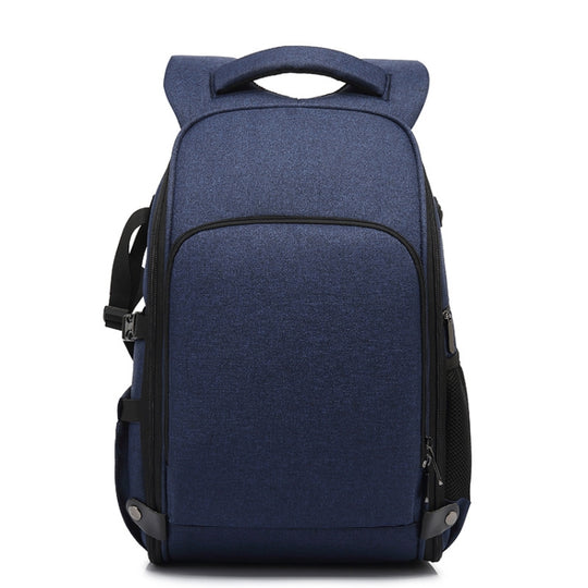 Sac à dos cationique SLR sac à dos de photographie étanche avec trou pour câble d'écouteur (bleu)