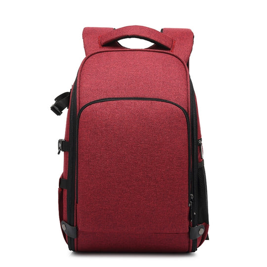 Sac à dos cationique SLR sac à dos de photographie étanche avec trou pour câble d'écouteur (rouge)