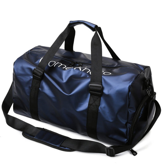 B-316 Large Capacity Glossy Waterproof Fitness Bag Luggage Bag(Blue) - Travel Bags by buy2fix | Online Shopping UK | buy2fix