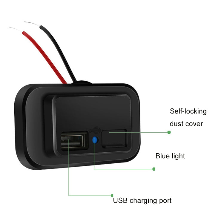 3.1A Punch-Free Automatic Spring Cover RV Bus Modified Car Charger Dual USB Car Charger(Black) - DIY Modified Charger by buy2fix | Online Shopping UK | buy2fix