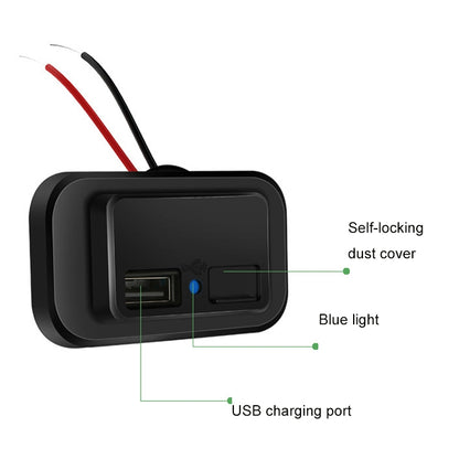 3.1A Punch-Free Automatic Spring Cover RV Bus Modified Car Charger Dual USB Car Charger(Black) - DIY Modified Charger by buy2fix | Online Shopping UK | buy2fix
