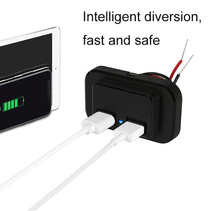 3.1A Punch-Free Automatic Spring Cover RV Bus Modified Car Charger Dual USB Car Charger(Black) - DIY Modified Charger by buy2fix | Online Shopping UK | buy2fix