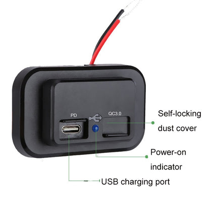 18W QC3.0 Fast Charge PD Car RV Boat Charger(Black) - DIY Modified Charger by buy2fix | Online Shopping UK | buy2fix