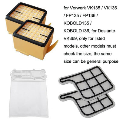 5PCS Dust Bag For Vorwerk VK135 / VK136 Vacuum Cleaner Accessories by buy2fix