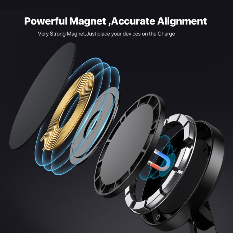 UD23 15W 3 In 1 Aluminum Alloy Wireless Charger, For Smartphone&iWatch&AirPods(Black) - Wireless Charger by buy2fix | Online Shopping UK | buy2fix