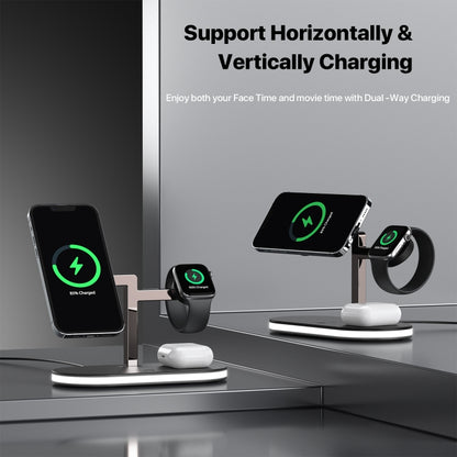 UD23 15W 3 In 1 Aluminum Alloy Wireless Charger, For Smartphone&iWatch&AirPods(Black) - Wireless Charger by buy2fix | Online Shopping UK | buy2fix