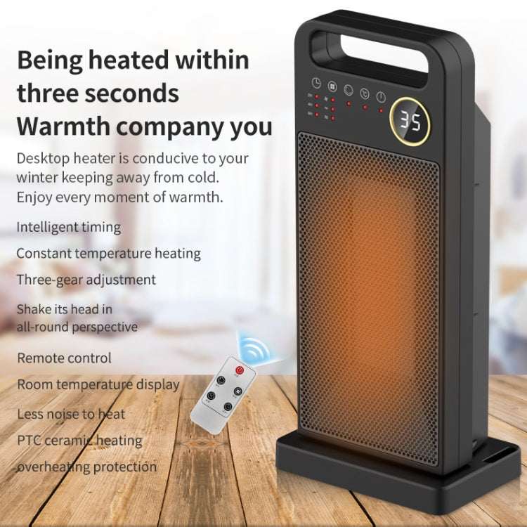 LCD Digital Display Rotary Remote Control Heater PTC Ceramic Heating Heater, Spec: EU Plug (Black) by buy2fix
