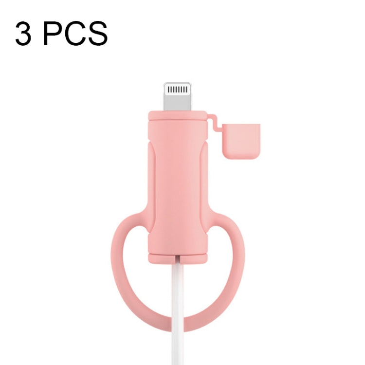 3 PCS Soft Washable Data Cable Silicone Case For Apple, Spec: 8 Pin (Pink) by buy2fix