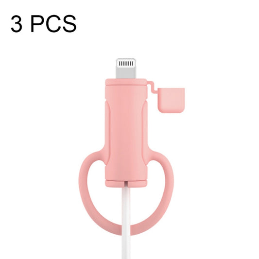 3 PCS Soft Washable Data Cable Silicone Case For Apple, Spec: 8 Pin (Pink) by buy2fix