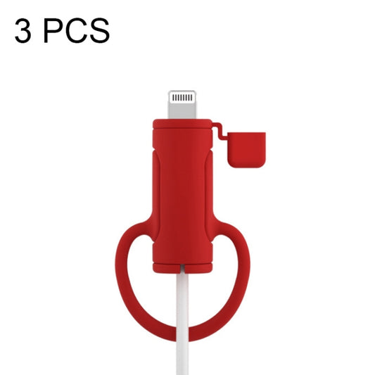 3 PCS Soft Washable Data Cable Silicone Case For Apple, Spec: 8 Pin (Red) by buy2fix
