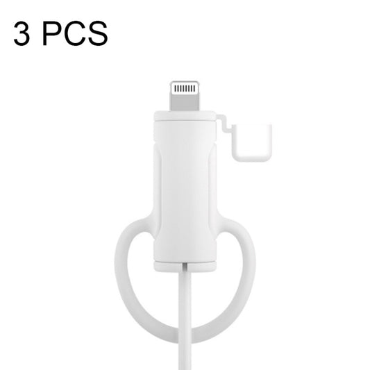 3 PCS Soft Washable Data Cable Silicone Case For Apple, Spec: 8 Pin (White) by buy2fix