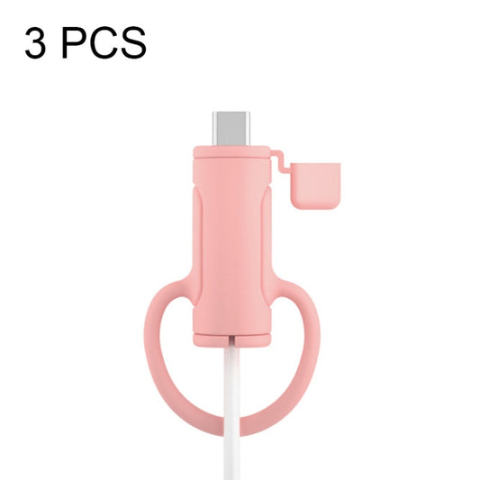 3 PCS Soft Washable Data Cable Silicone Case For Apple, Spec: Type-C (Pink) by buy2fix