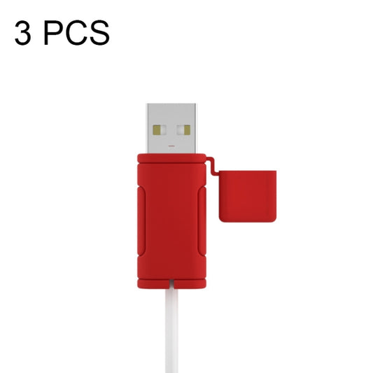 3 PCS Soft Washable Data Cable Silicone Case For Apple, Spec: USB (Red) by buy2fix