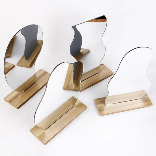 Irregular Acrylic Mirror With Wooden Base Photo Props(Cloud) - Acrylic Props by buy2fix | Online Shopping UK | buy2fix