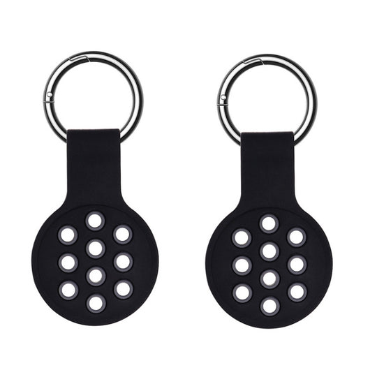 2 PCS  Contrast Color Perforated Silicone Case for AirTag 2nd Gen / AirTag 1st Gen(Black Gray 02)